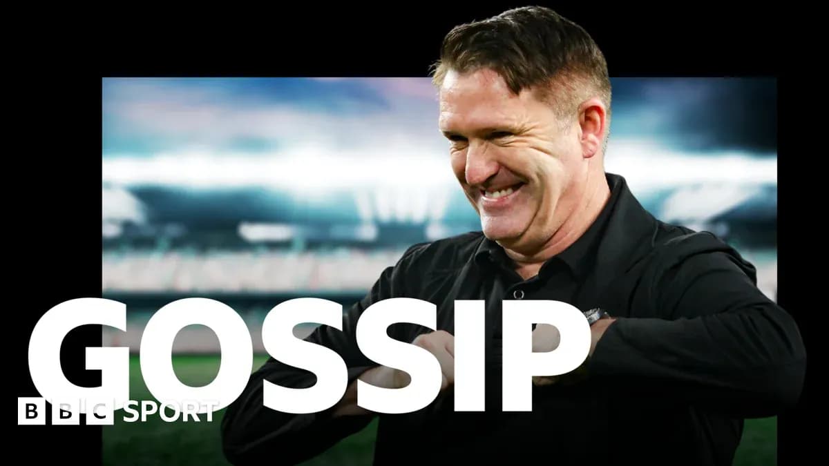 Man smiling in sports venue with 'GOSSIP' text overlay