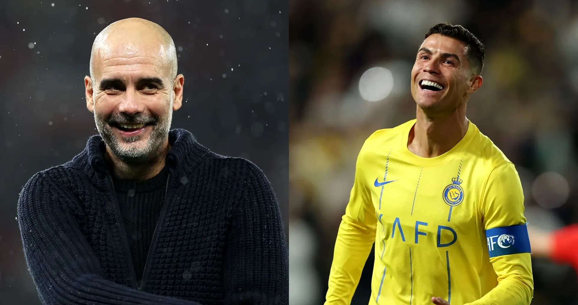 Pep Guardiola and Cristiano Ronaldo smiling during events