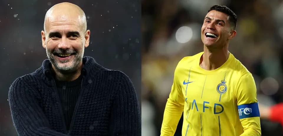 Pep Guardiola and Cristiano Ronaldo smiling during events