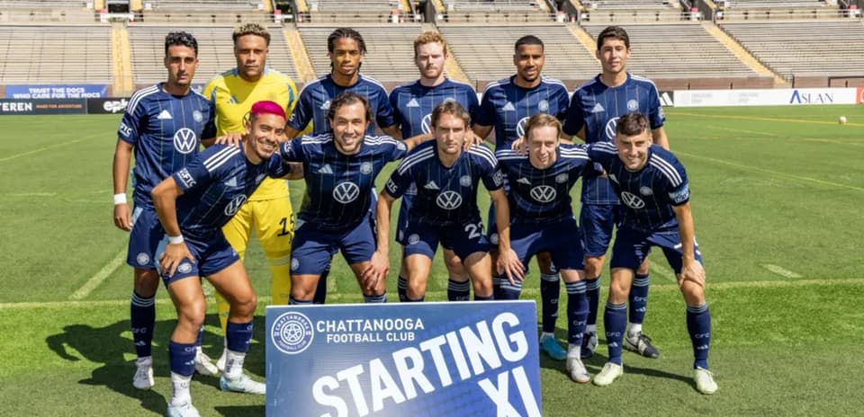 Chattanooga FC starting XI lineup on field