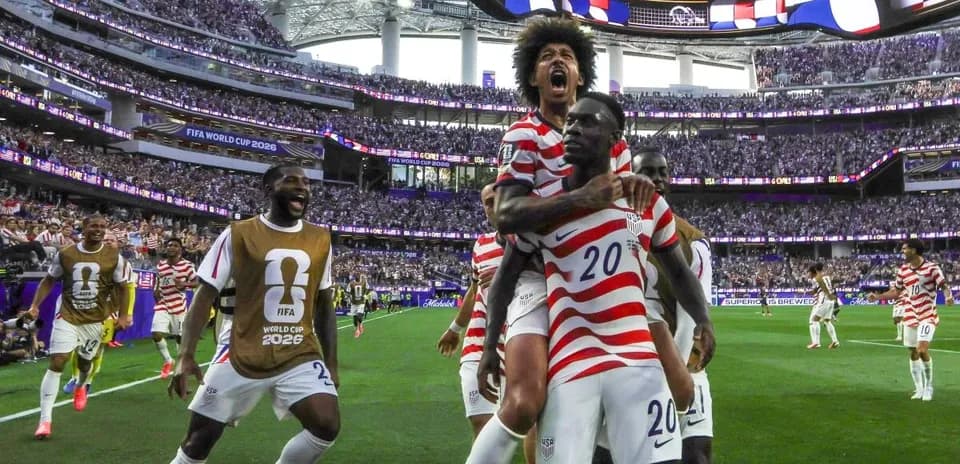 USA players celebrating goal during FIFA World Cup match
