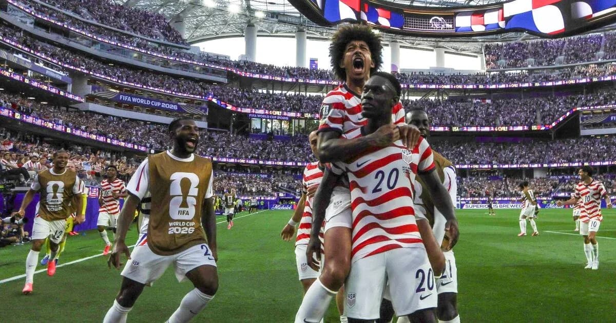 USA players celebrating goal during FIFA World Cup match