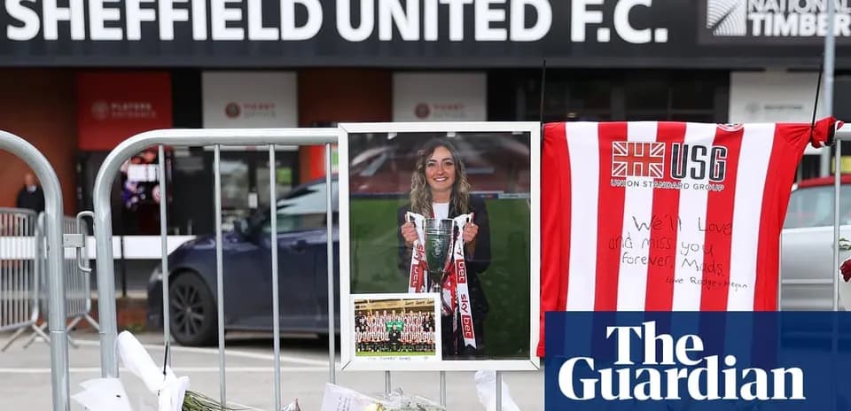 Memorial outside Sheffield United F.C. with flowers and photo