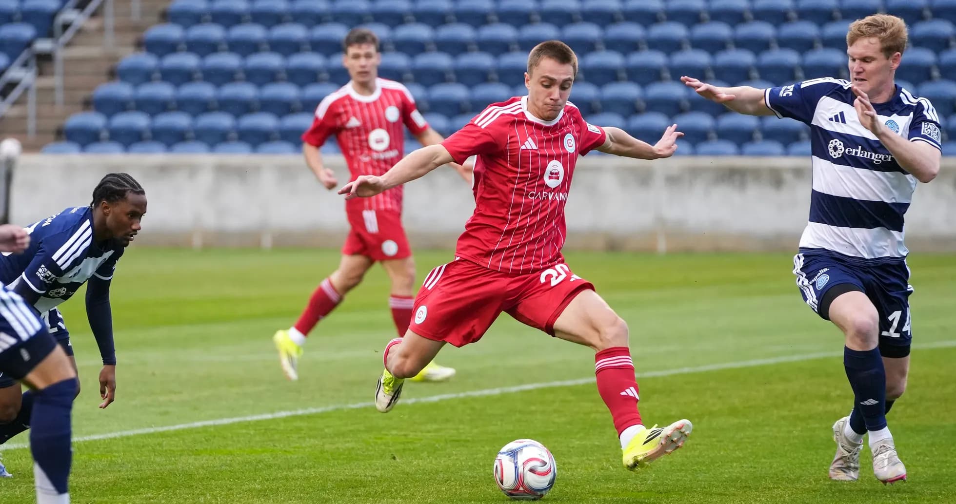Player dribbling the ball during match