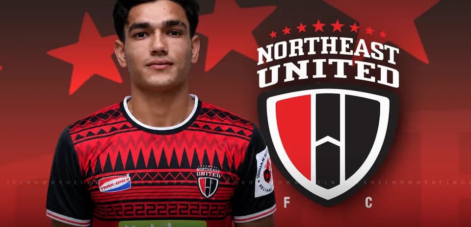 Player posing in Northeast United FC jersey