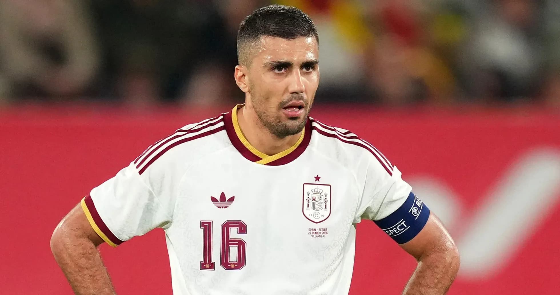 Player wearing Spain jersey during match
