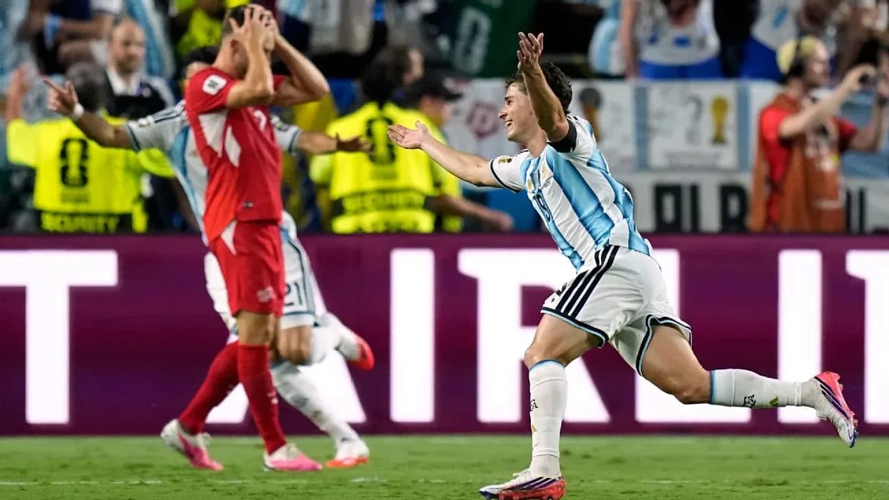 Argentinian player celebrating a goal during match