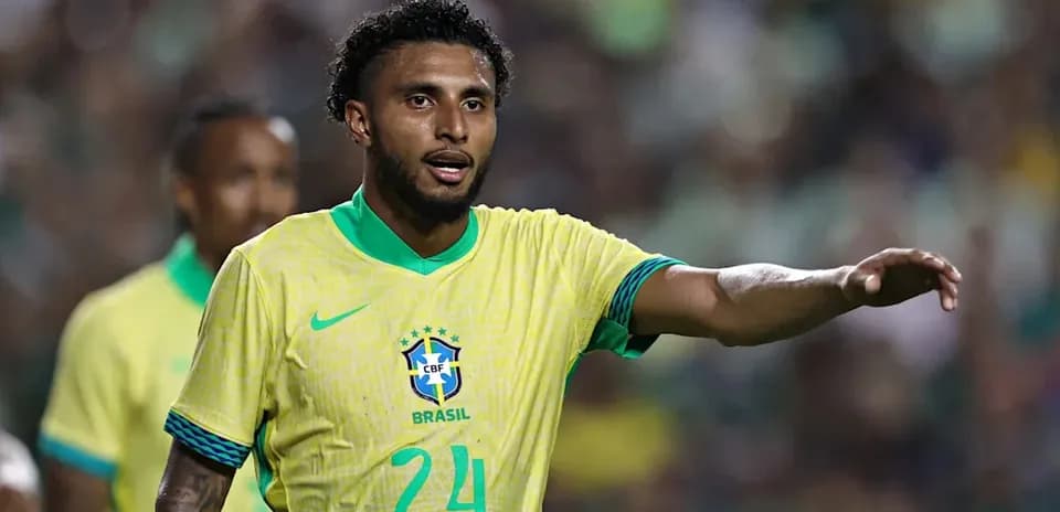 Brazilian player signaling during a football match