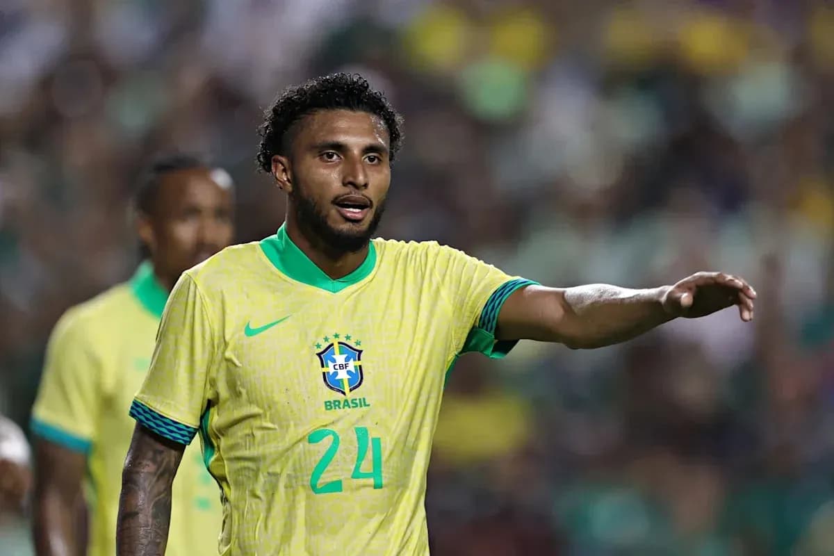 Brazilian player signaling during a football match