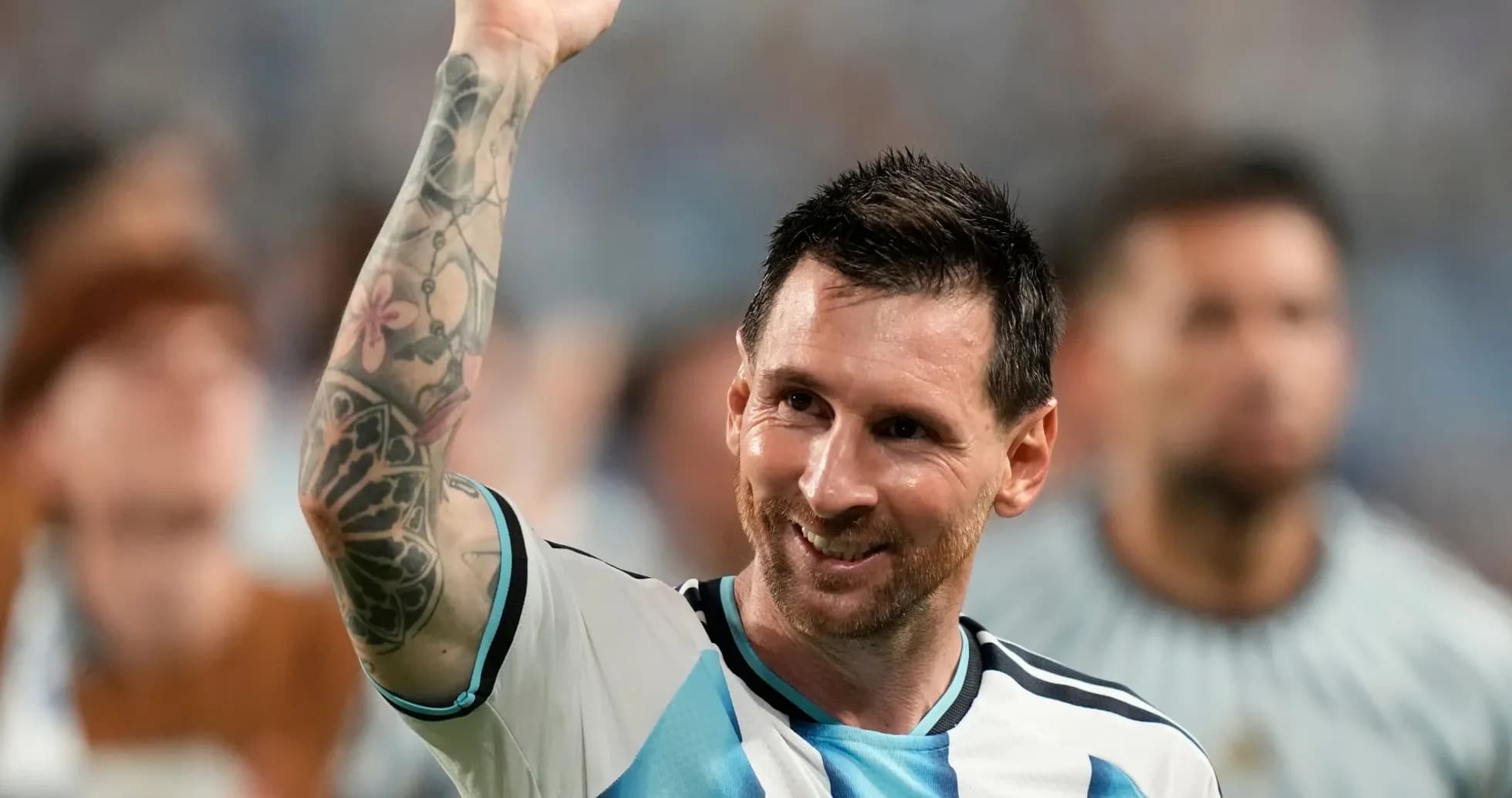 Lionel Messi celebrating after a match victory