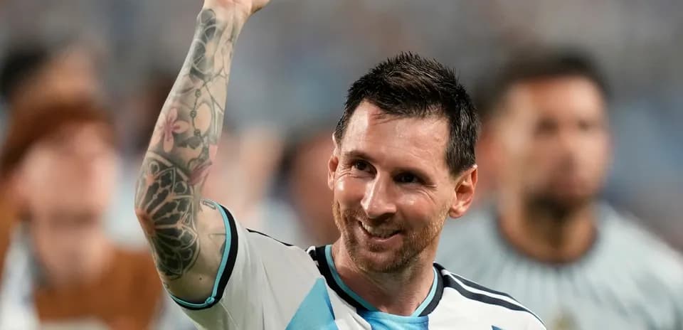 Lionel Messi celebrating after a match victory