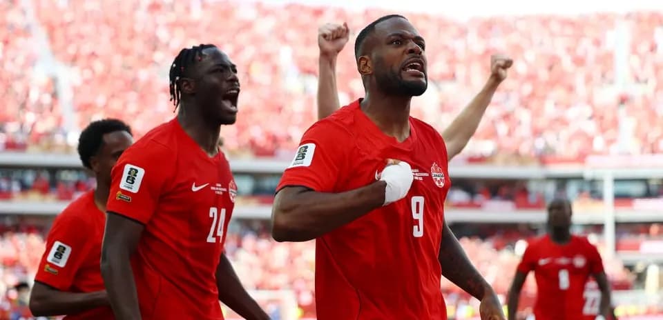 Canada players celebrating during World Cup qualifying match