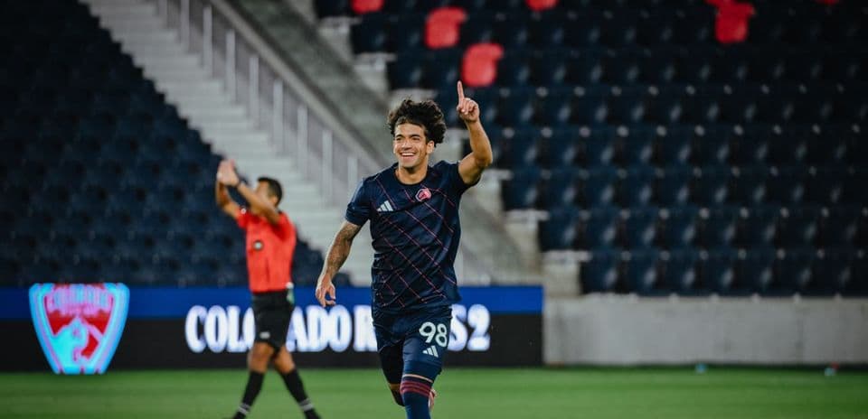 Colorado Rapids II player celebrating a goal