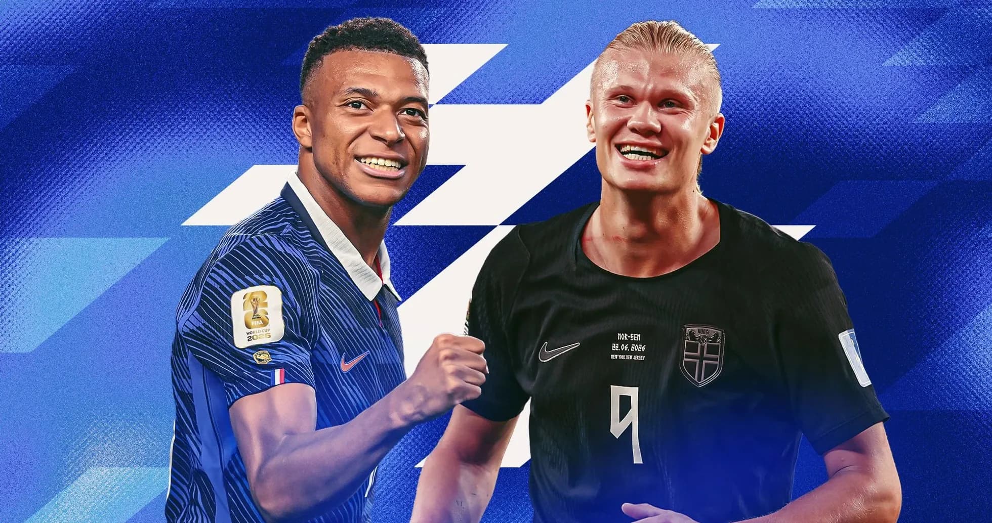 Kylian Mbappé and Erling Haaland smiling together