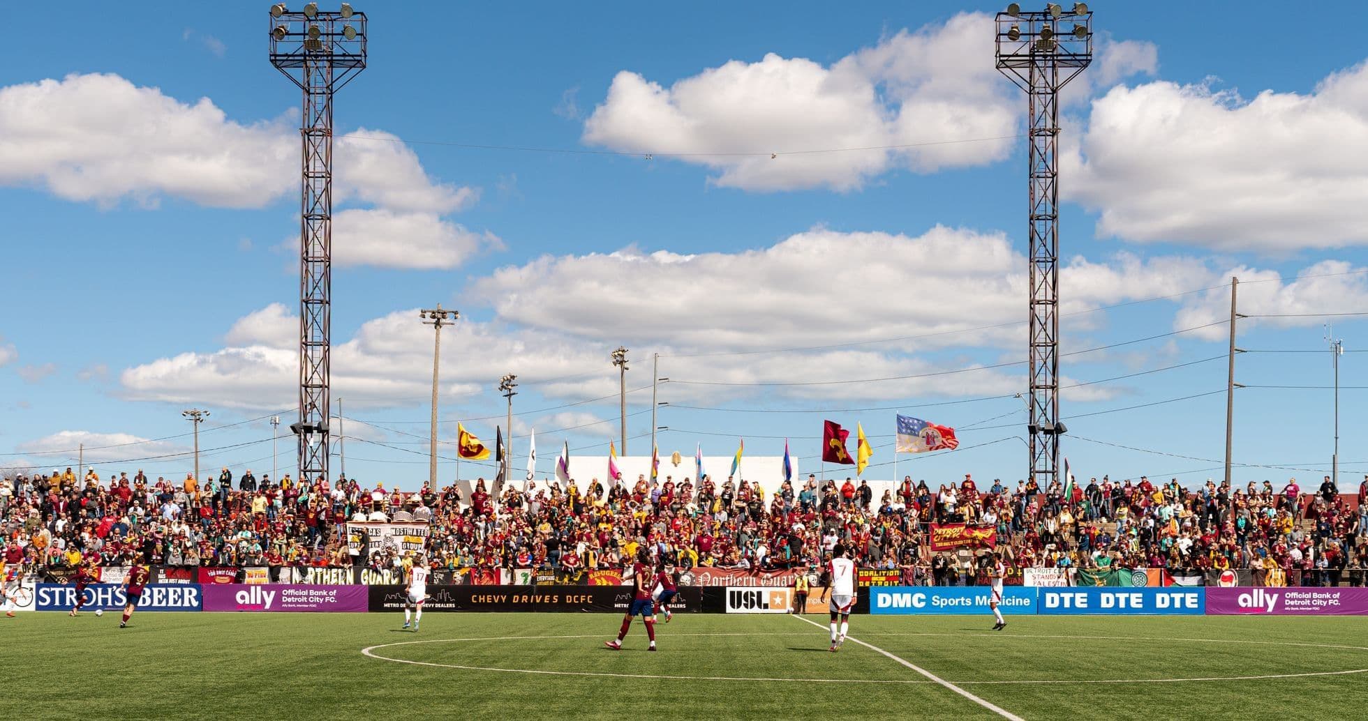 Detroit City players during USL match against Lexington
