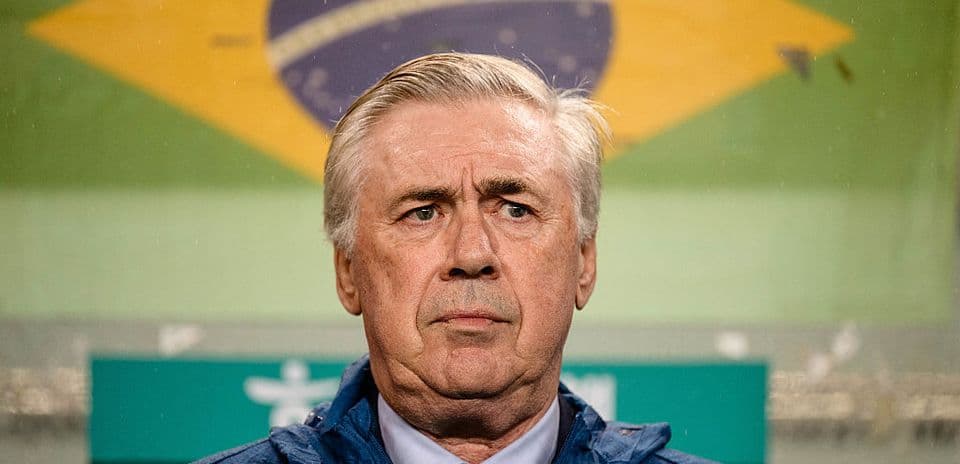 Coach standing in front of Brazil flag background
