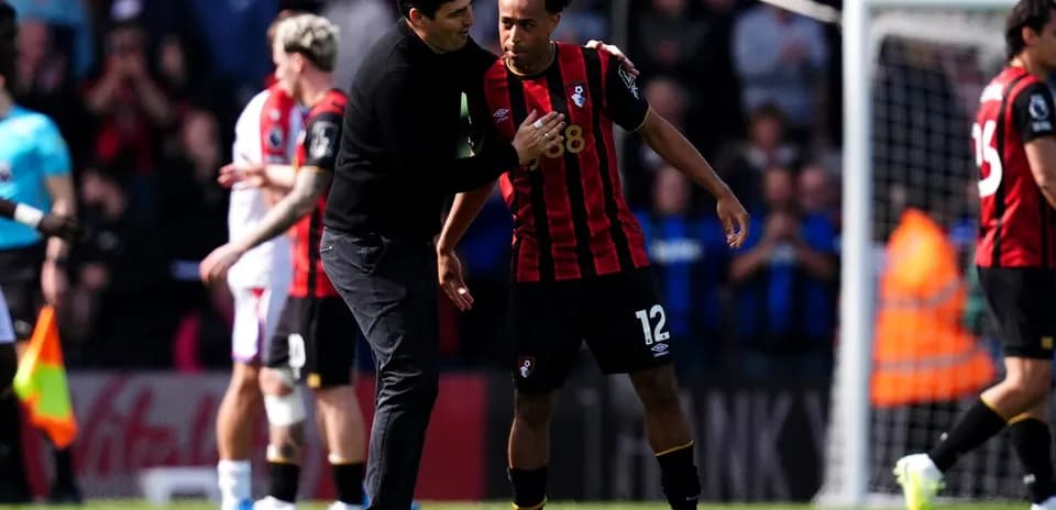 Bournemouth coach talking to player on pitch