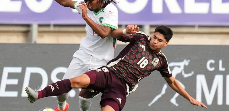 Fans supporting Mexico and South Africa.
