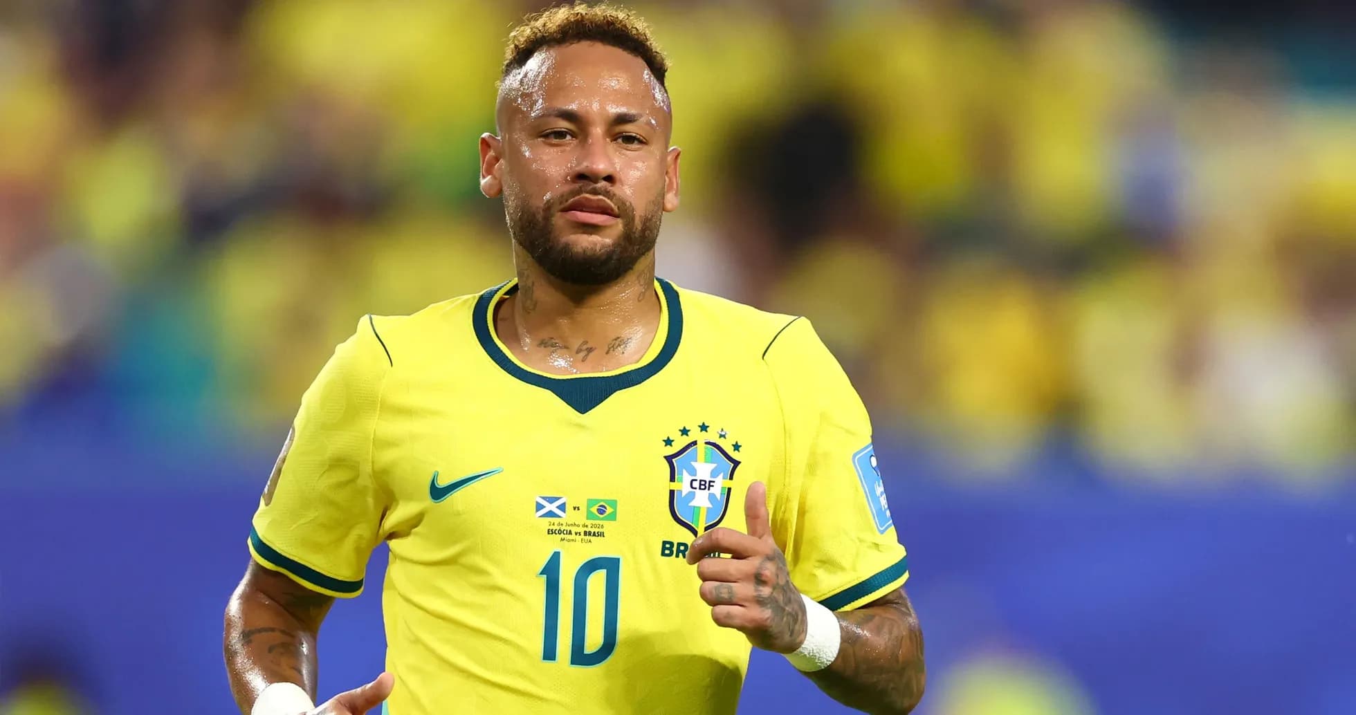 Player wearing Brazil jersey during match
