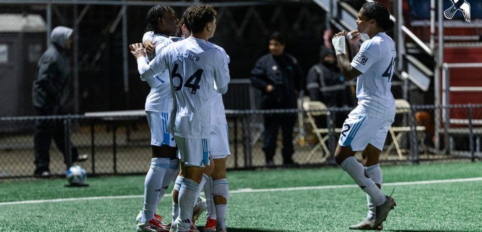 Players celebrating a goal during match