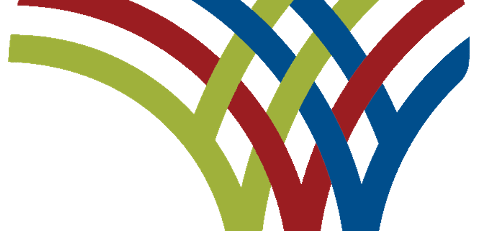 Colorful logo with intersecting lines in green, blue, and red