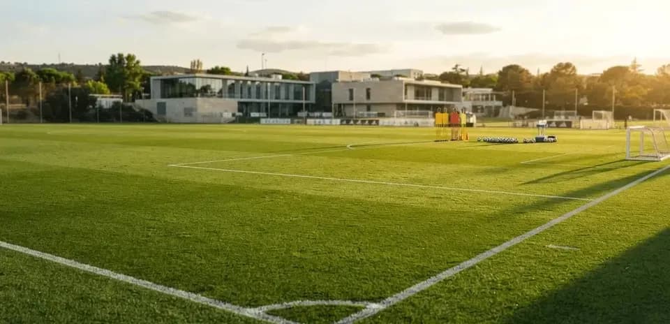 Training pitch with cones and equipment set up