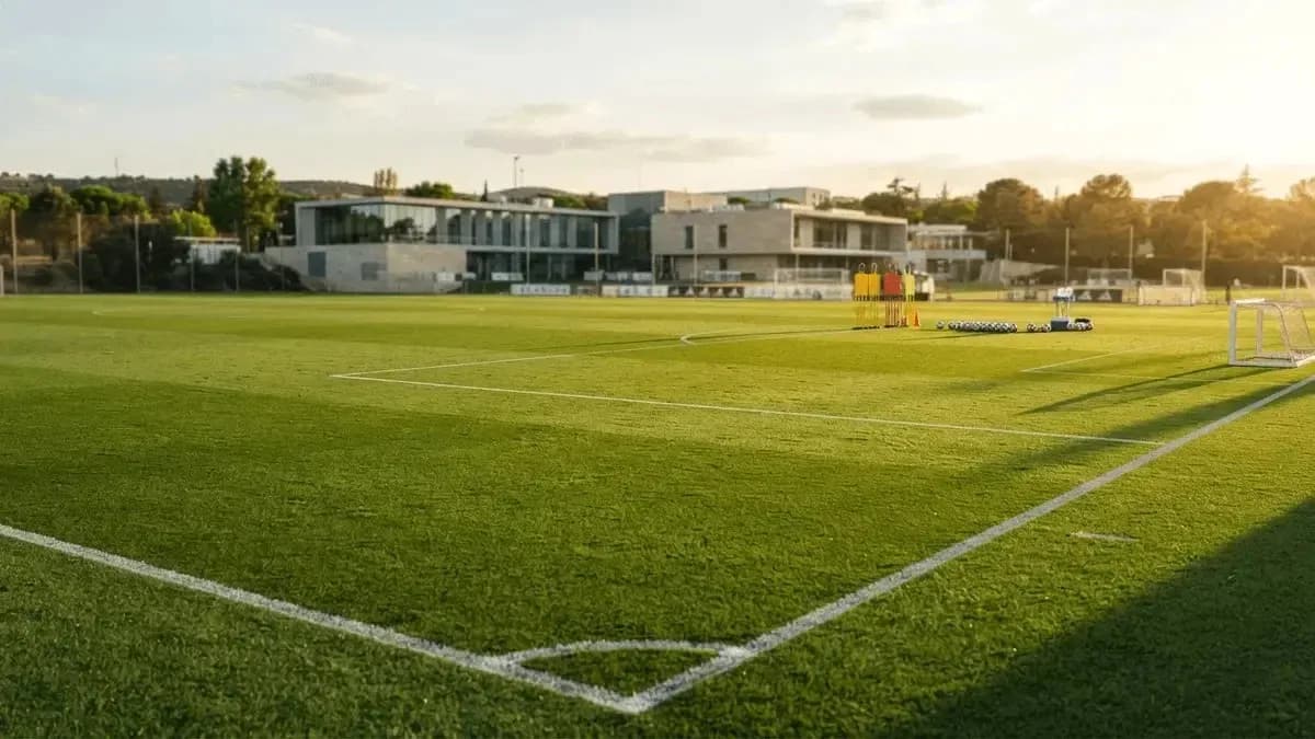 Training pitch with cones and equipment set up
