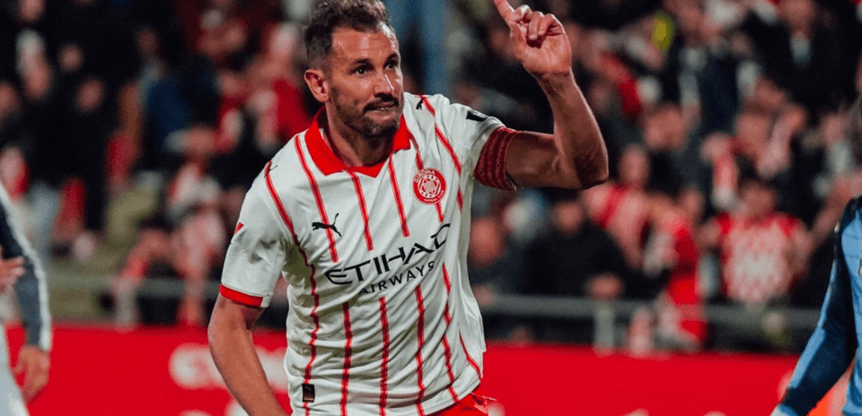 Girona player celebrating during La Liga match