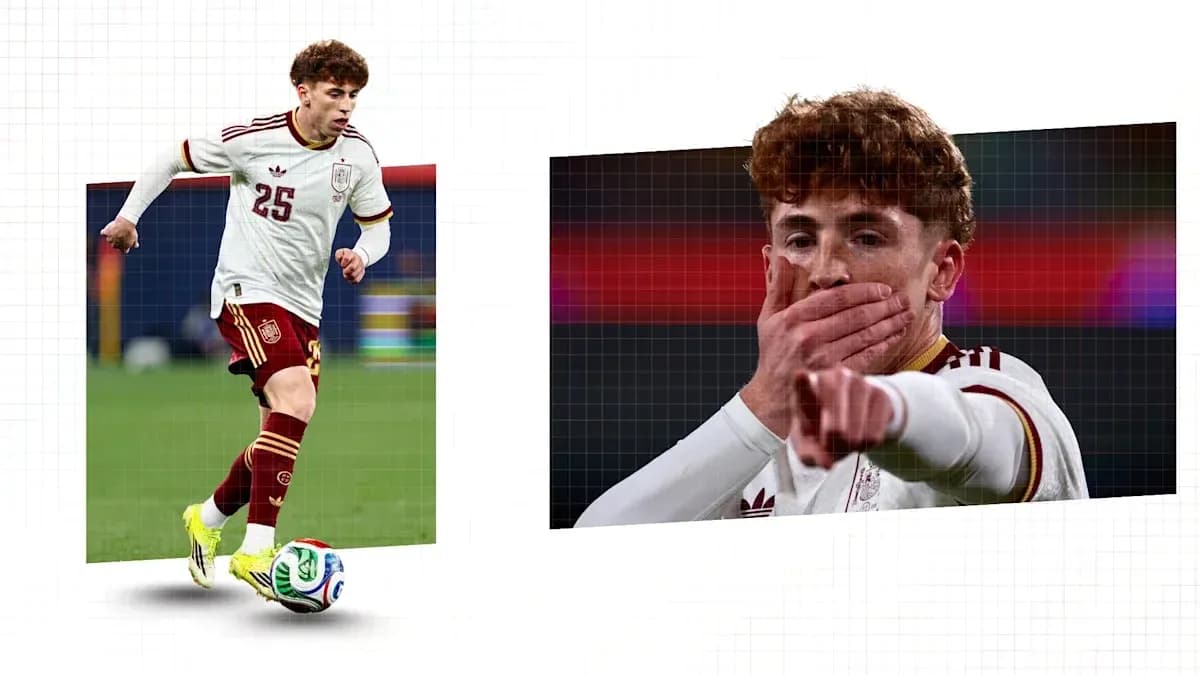 Player in Spain kit running with soccer ball