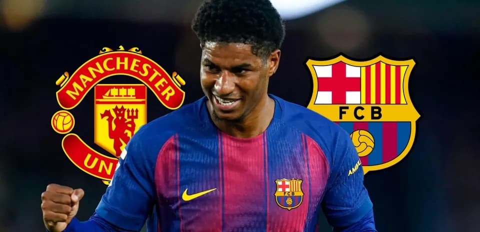 Player celebrating in Barcelona jersey with club logos