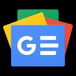 Google News logo with colorful background shapes