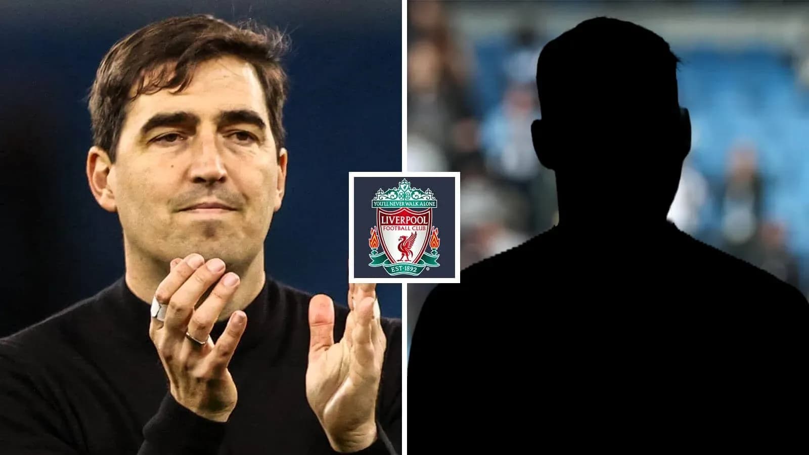 Manager applauding with Liverpool logo in background