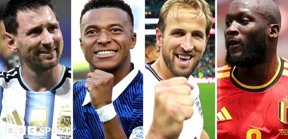 Four football players celebrating in separate frames
