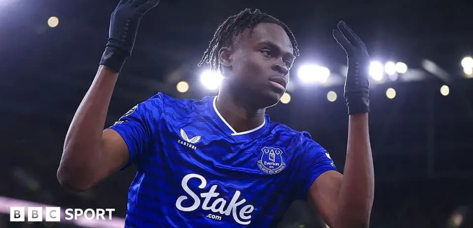 Player celebrating after scoring for Everton