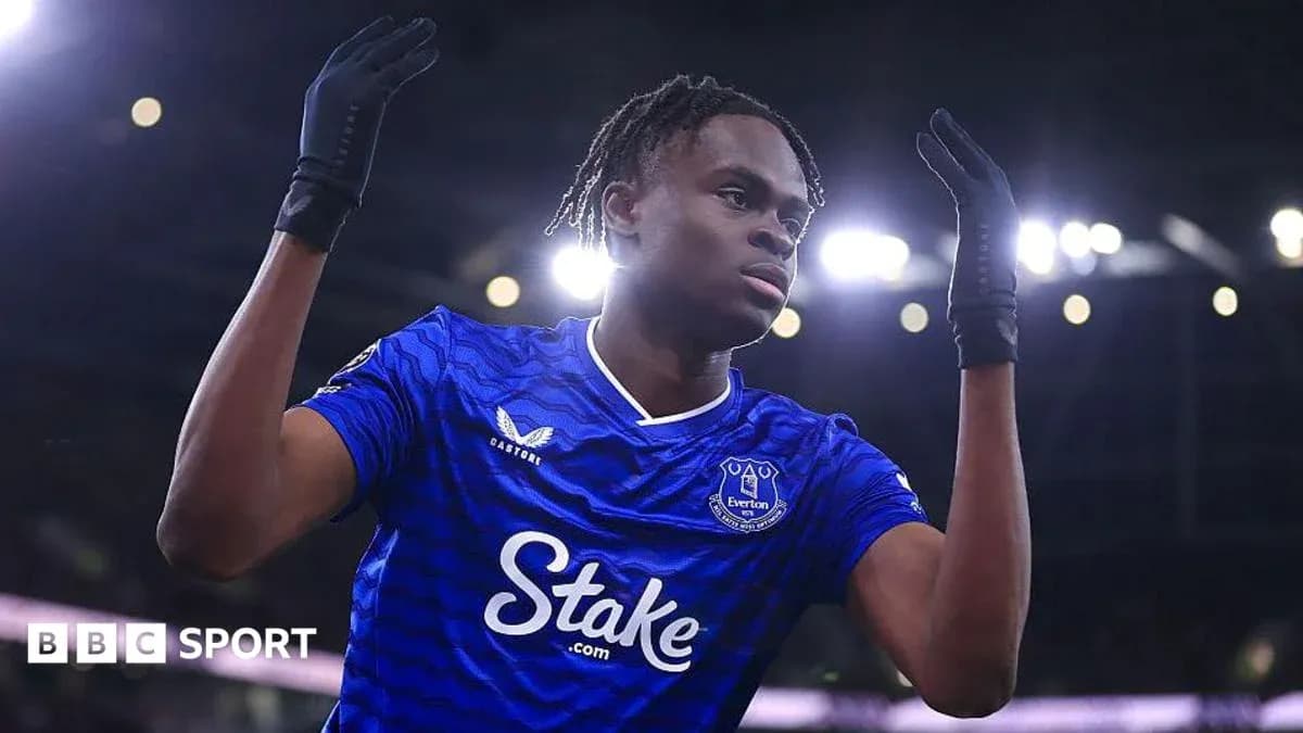 Player celebrating after scoring for Everton
