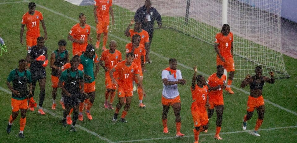 Ivory Coast players celebrating after the match