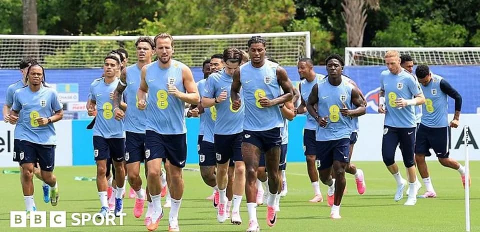England football team running during training session