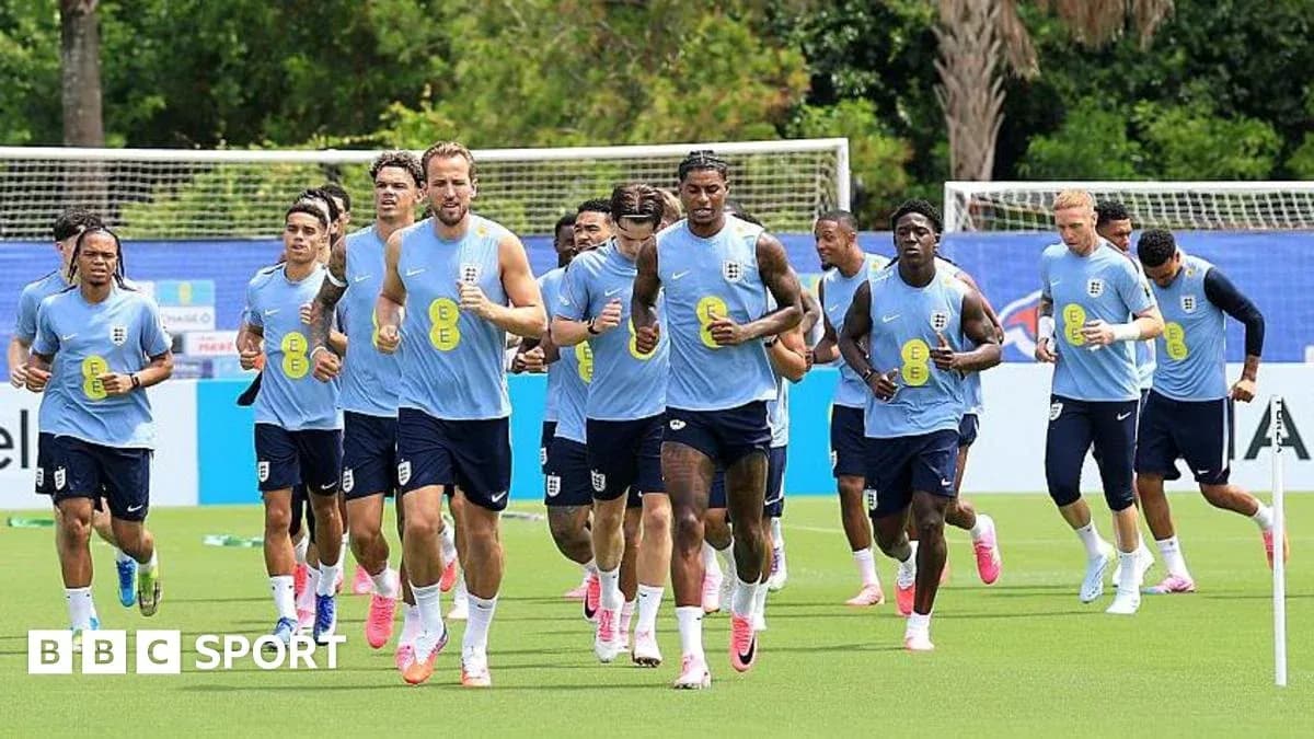 England football team running during training session