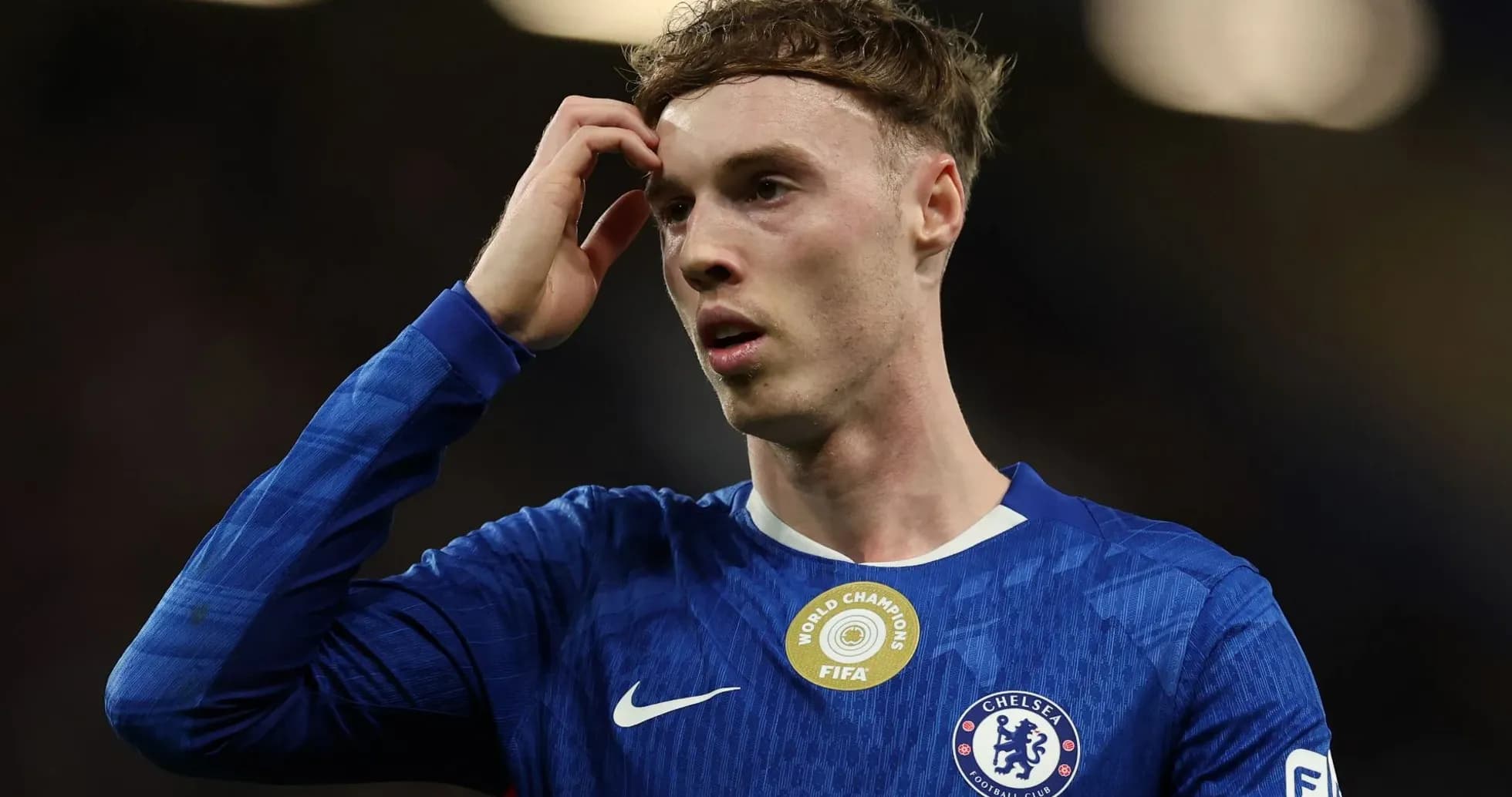 Player wearing Chelsea jersey during match
