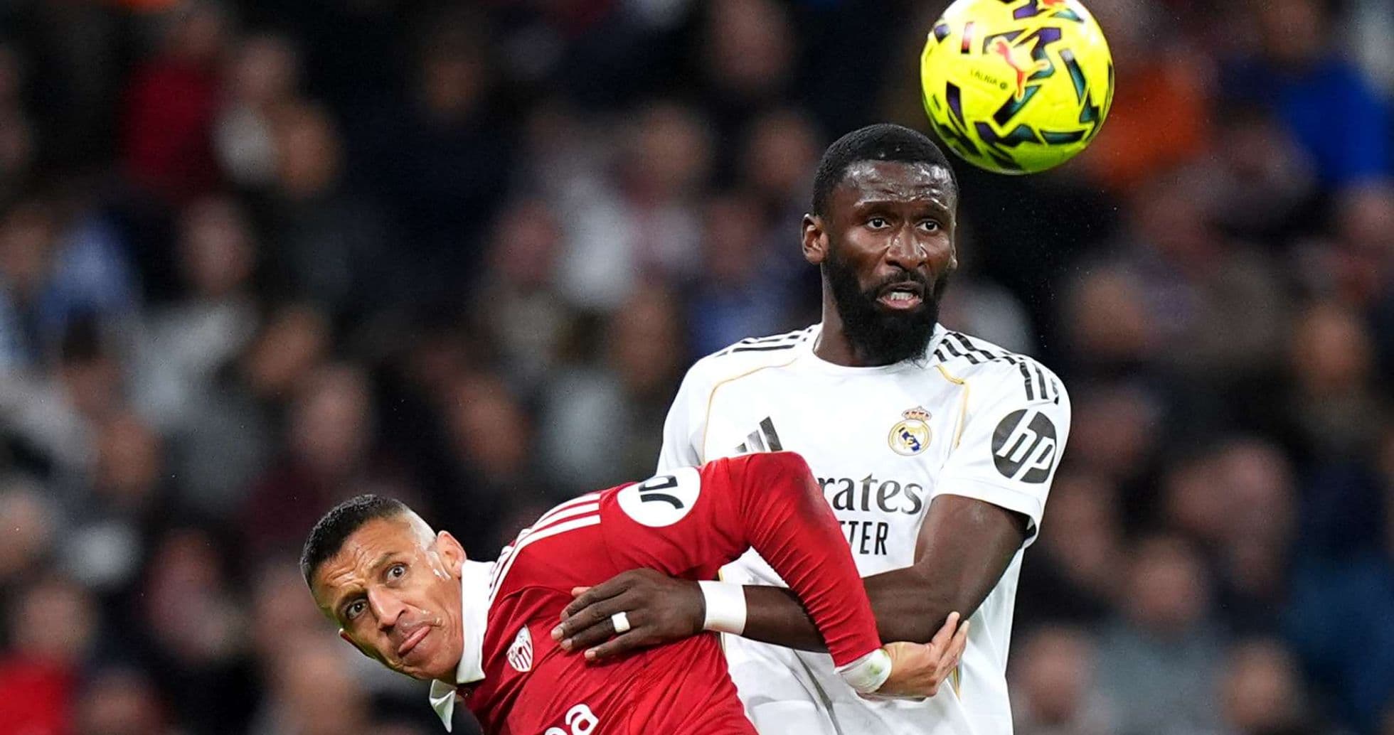 Players competing during Sevilla vs Real Madrid match