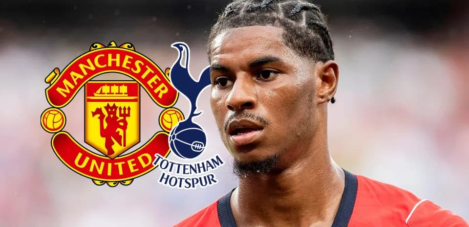 Football player with Manchester United and Tottenham logos