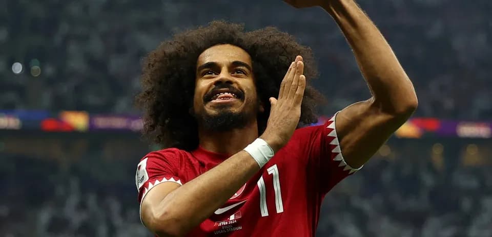Qatari player celebrating during match