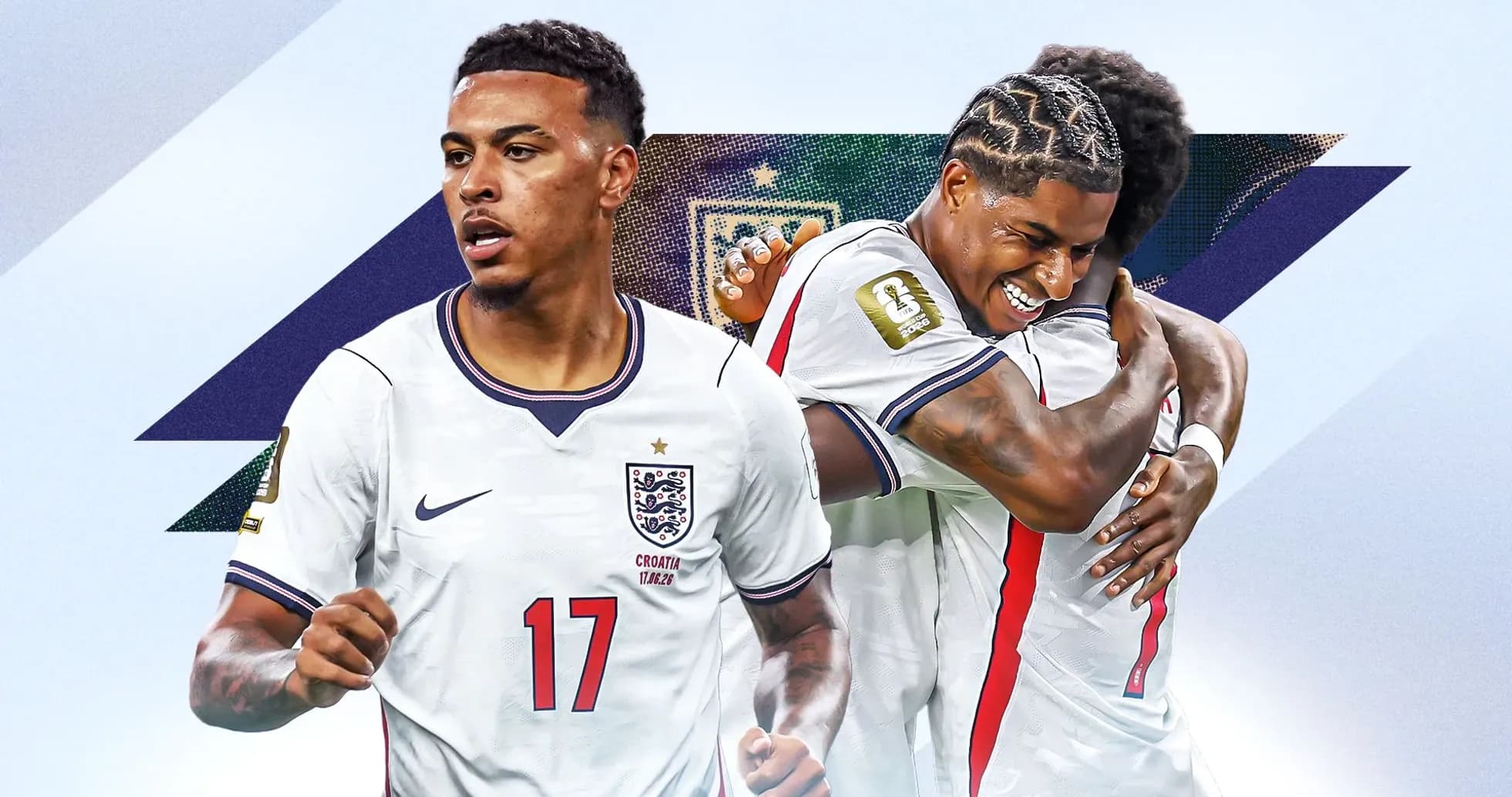 England players celebrating a goal during match