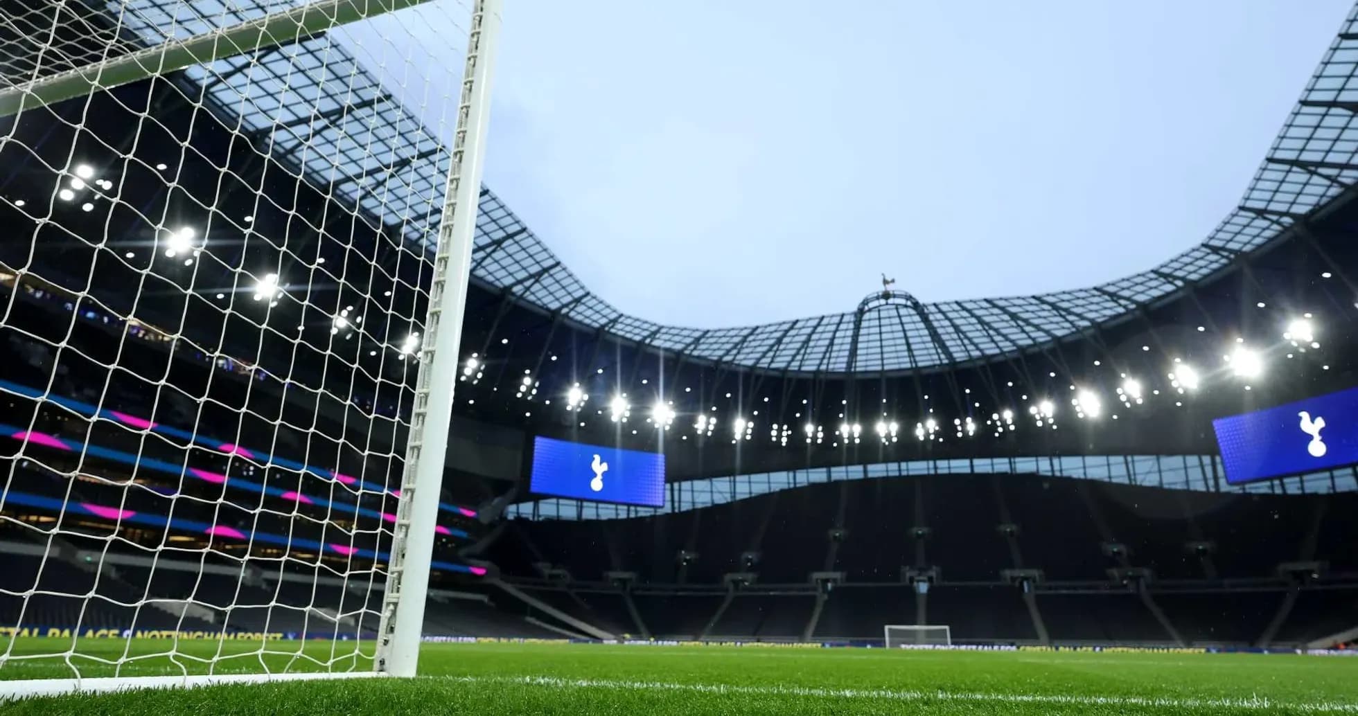 View of Tottenham Hotspur Stadium from goal post