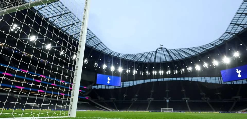 View of Tottenham Hotspur Stadium from goal post