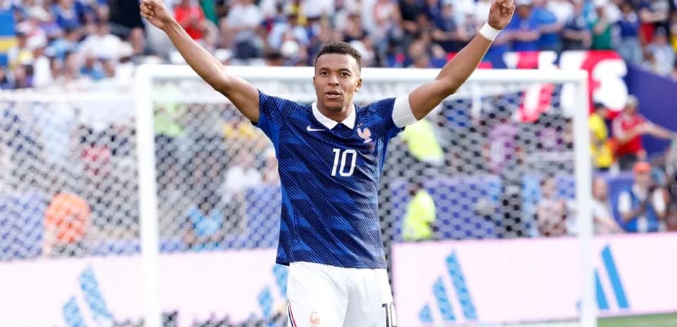 Kylian Mbappe celebrating goal for France