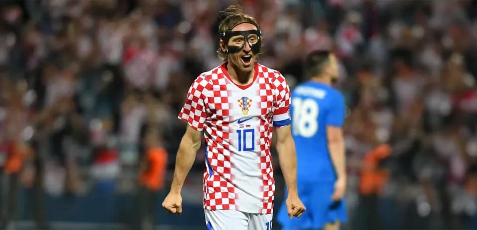 Croatian player celebrating during a football match