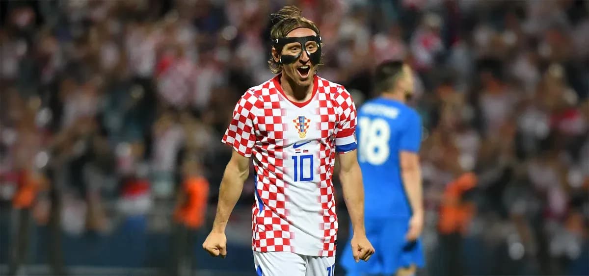 Croatian player celebrating during a football match