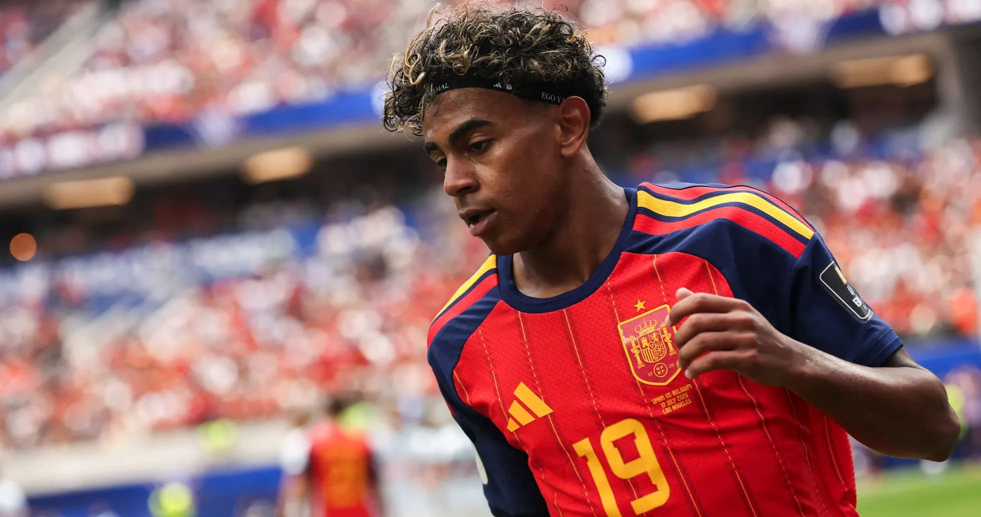 Player in Spain jersey during match action