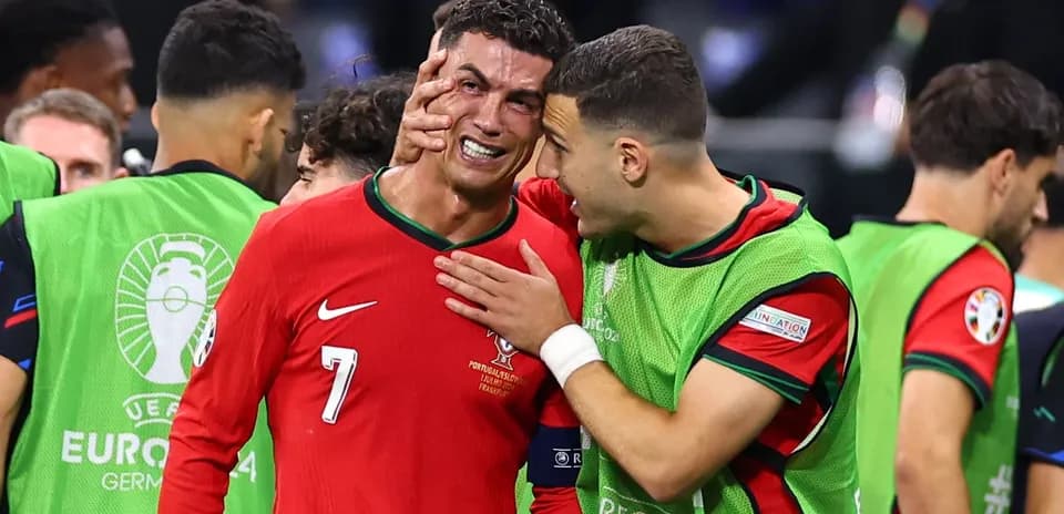 Cristiano Ronaldo interacting with teammates after match